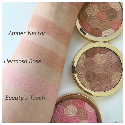 Milani Illuminating Face Powder Review Swatch Swatches Amber Nectar Hermosa Rose Beauty’s Touch